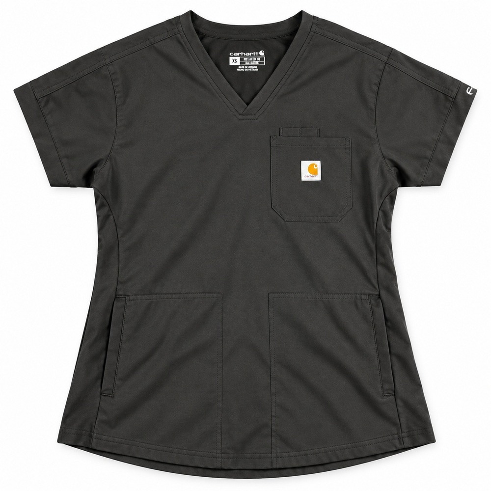 Carhartt Scrub Top V Neck Short Sleeve Black Women's Medium M